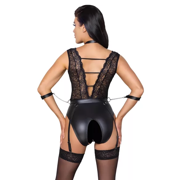 Cottelli Bondage - Spitzen-Body mit Halsband (Schwarz) - M