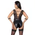 Cottelli Bondage - Spitzen-Body mit Halsband (Schwarz) - M