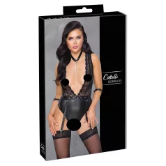 Cottelli Bondage - Spitzen-Body mit Halsband (Schwarz) - L