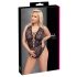 Cottelli Curves Plus Size - Transparenter, gemusterter Body (schwarz)