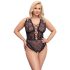 Cottelli Curves Plus Size - Transparenter, gemusterter Body (schwarz)