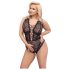 Cottelli Curves Plus Size - Transparenter, gemusterter Body (schwarz)