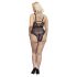 Cottelli Curves Plus Size - Transparenter, gemusterter Body (schwarz)