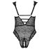 Cottelli Curves Plus Size - Transparenter, gemusterter Body (schwarz)