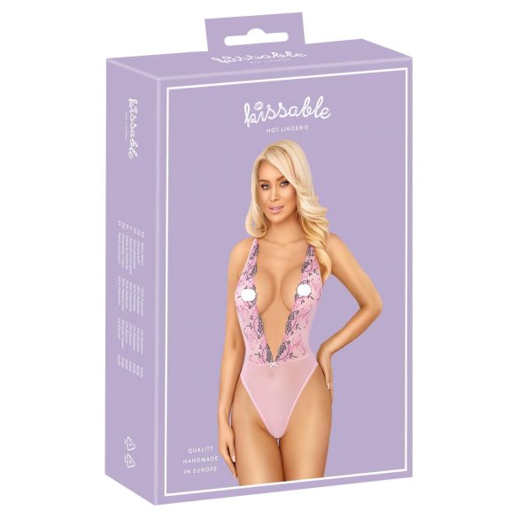 Kissable - Body mit Rosenspitze (Pink) - L/XL