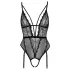 Cottelli - Offener, riemchen Body mit Strumpfhalter (schwarz) - XL