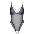 Cottelli - bestickter, offener Spitzenbody (schwarz-lila)
