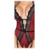 Abierta Fina - Offener Body mit Strapse (schwarz-rot) - L
