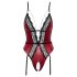 Abierta Fina - Offener Body mit Strapse (schwarz-rot) - L
