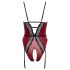 Abierta Fina - Offener Body mit Strapse (schwarz-rot) - L