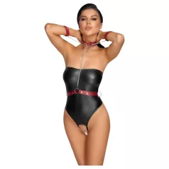 Cottelli Bondage - glänzender Body und Armfesseln (schwarz)