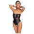Cottelli Bondage - Glänzender Body und Armbänder (Schwarz)