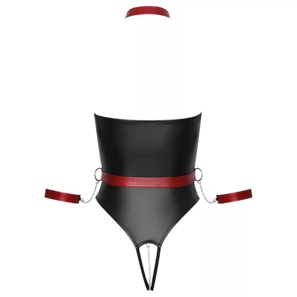 Cottelli Bondage - Glänzender Body und Handfesseln (schwarz)