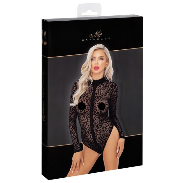 Noir - Langarm-Body mit Leopardenmuster (Schwarz)