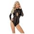 Noir - langärmeliger Body mit Leopardenmuster (schwarz) - M