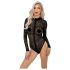 Noir - langärmeliger Body mit Leopardenmuster (schwarz) - M