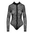 Noir - langärmeliger Body mit Leopardenmuster (schwarz) - M