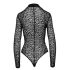 Noir - langärmeliger Body mit Leopardenmuster (schwarz) - M
