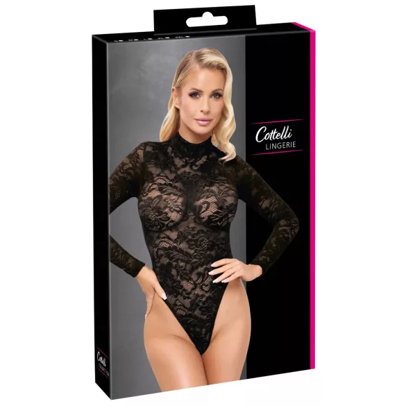 Cottelli - Langarm-Body aus Spitze (schwarz) - S