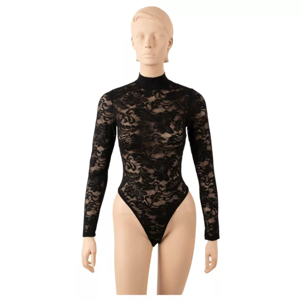 Cottelli - Langarm-Body aus Spitze (schwarz) - S - M