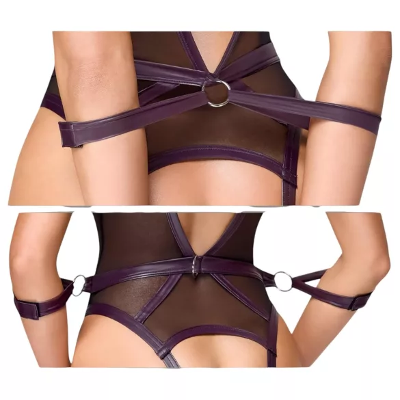 Cottelli Bondage - offener Body mit Armfesseln (schwarz) - M
