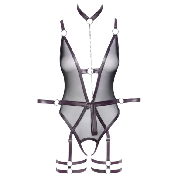 Cottelli Bondage - offener Body mit Armfesseln (schwarz) - XL