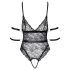 Cottelli Bondage - Offene Spitzen-Bodysuit (schwarz)
