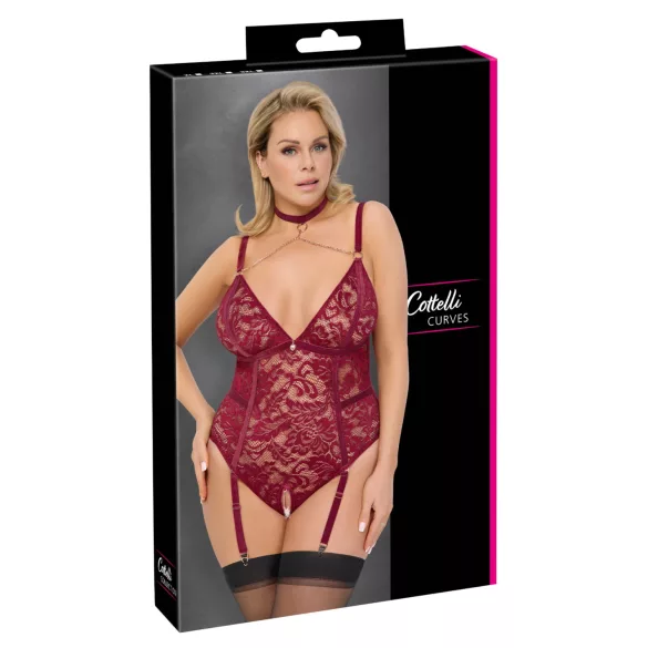 Cottelli Curves - Kettenglied-Spitzenbody (Rot) - 2XL