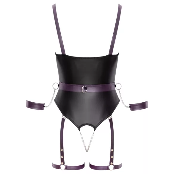Cottelli - Offener Bondage-Body mit Handschellen (Schwarz) - M