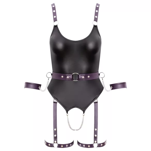Cottelli - Offener Bondage-Body mit Handschellen (Schwarz) - L