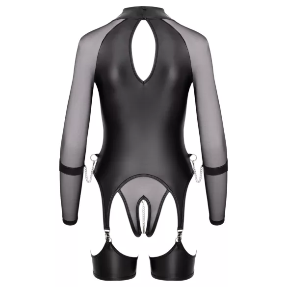 Cottelli Bondage - Transparente Oberteil mit Handschellen (schwarz) - M