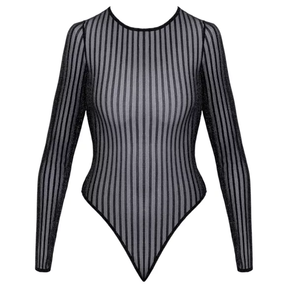 Cottelli - Gestreifter Body mit Silberfäden (schwarz) - S-L