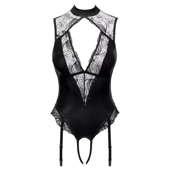 Cottelli - Body mit Strapsen, im Schritt offen (schwarz) - M