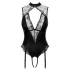 Cottelli - Body mit Strapsen, im Schritt offen (schwarz) - M