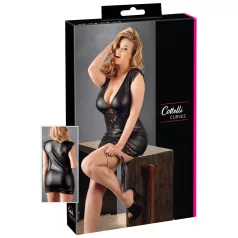   Cottelli Plus Size - Glänzendes Kleid mit Spitze (Schwarz) - XXXL