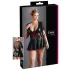 Cottelli Plus Size - Glänzendes Kleid mit rotem Korsett (schwarz)
