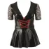 Cottelli Plus Size - Glänzendes Kleid mit rotem Korsett (schwarz) - XXL