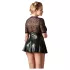 Cottelli Plus Size - Glänzendes Kleid mit rotem Korsett (schwarz) - XXXL