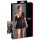 Cottelli Plus Size - Glänzendes Kleid mit rotem Korsett (Schwarz) - XXXXL