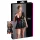 Cottelli Plus Size - Glänzendes Kleid mit rotem Korsett (schwarz) - XXXXL