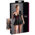 Cottelli Plus Size - Glänzendes Kleid mit rotem Korsett (Schwarz) - XXXXL