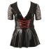 Cottelli Plus Size - Glänzendes Kleid mit rotem Korsett (Schwarz) - XXXXL