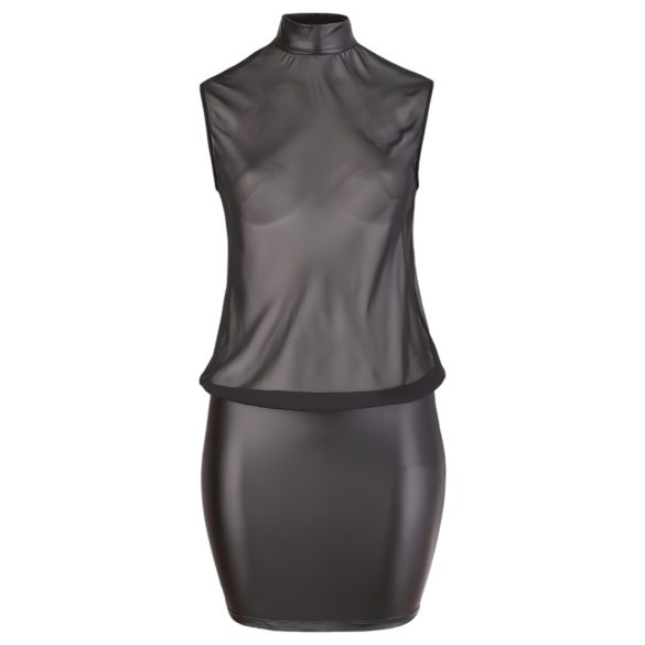 Cottelli Plus Size - Glänzendes Chiffon-Kleid (schwarz) - 4XL