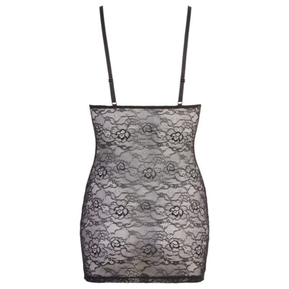 Cottelli - Glänzendes gestreiftes Spitzenkleid (schwarz)