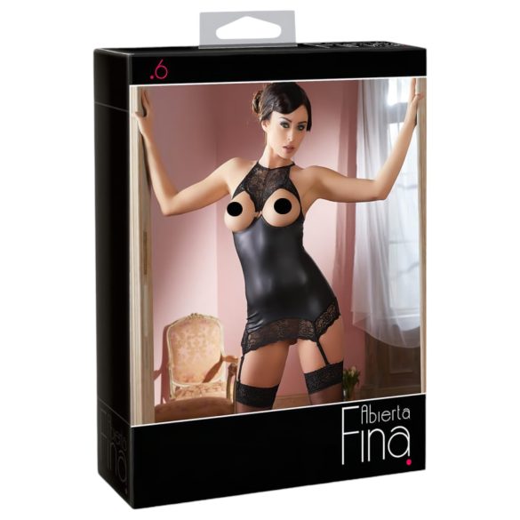 Abierta Fina - Gewagter Glanz - Minikleid (schwarz) - XL