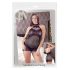 Mandy Mystery - Gitter Neckholder-Netzkleid mit Tanga (Schwarz)
