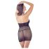 Mandy Mystery - Gitter Neckholder-Netzkleid mit Tanga (Schwarz)