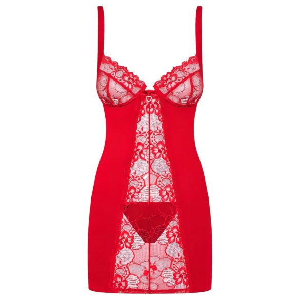 Obsessive Heartina - Negligé und String (rot) - L/XL
