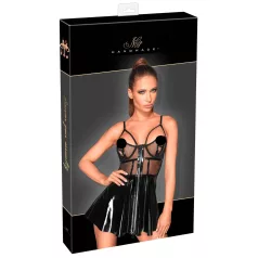 Noir - Lackkleid mit Netzdetail (Schwarz)