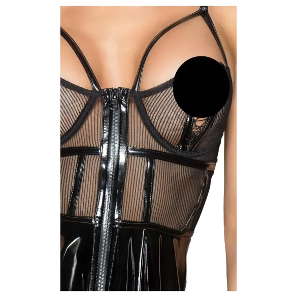 Noir - Lackkleid mit Netzdetail (Schwarz)
